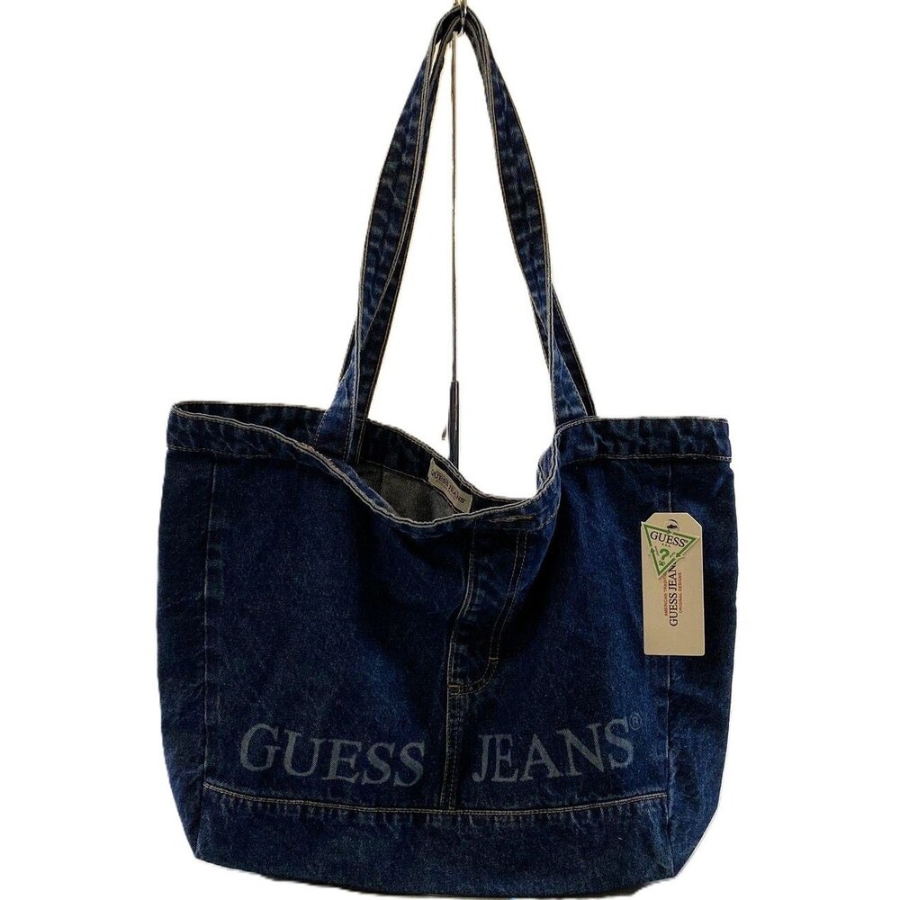 Guess Jeans Denim Tote Bag OS Blue Wash NWT Y2K Style Vintage Logo